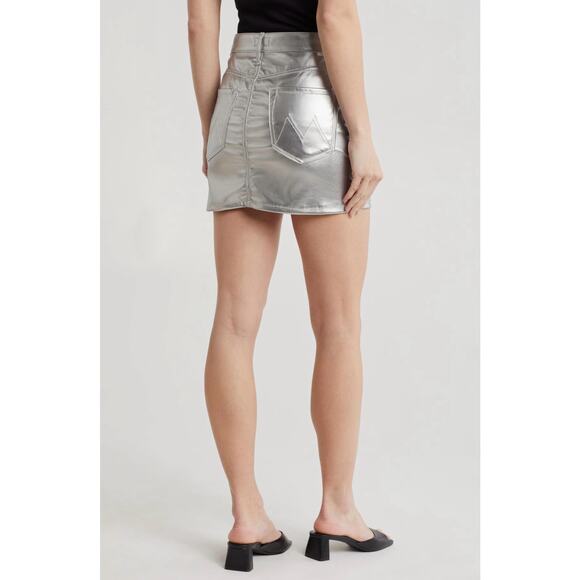 MOTHER The Vagabond Mini Skirt in Silver Dagger Size 25 - Picture 2 of 15